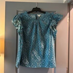 Terra & Sky Teal Floral Blouse